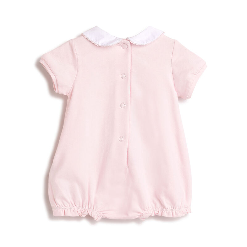 Girls Light Pink Printed Short Sleeve Rompers image number 1